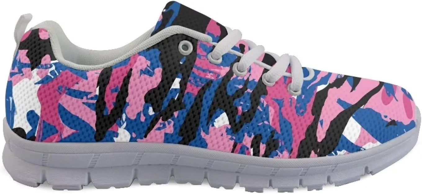 AmzPrint Women's Lightweight Work Casual Tennis Walking Shoes Cute Comfortable Work White Sole Running Shoes for Women