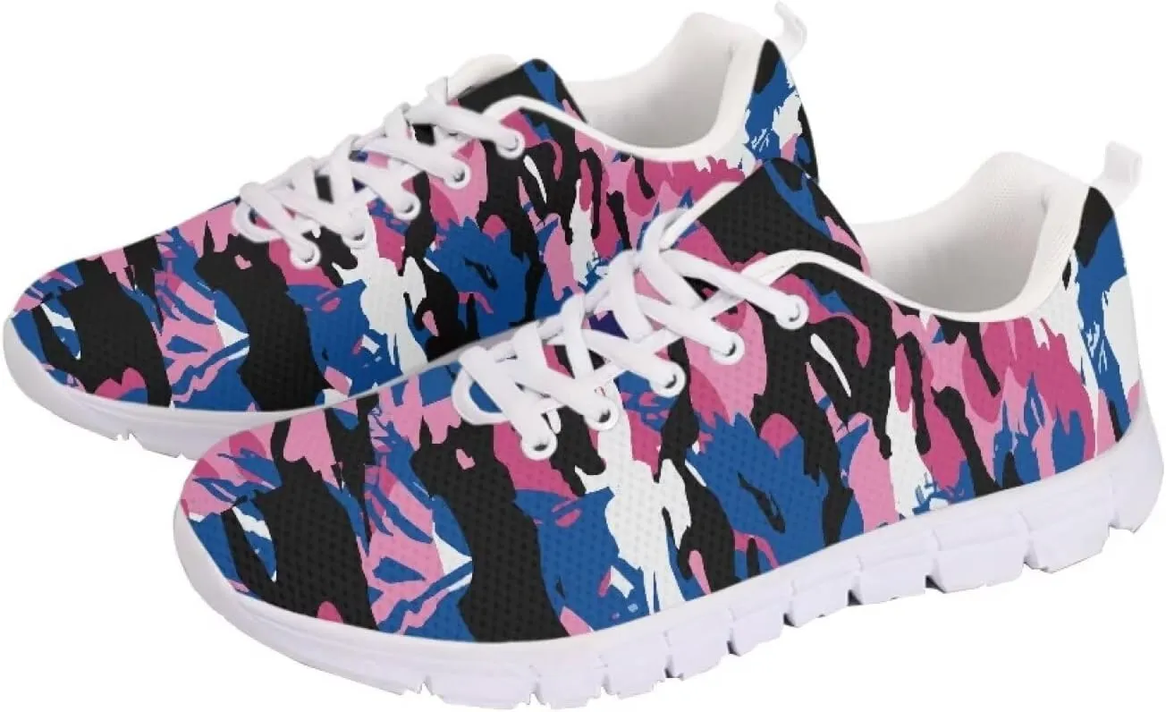 AmzPrint Women's Lightweight Work Casual Tennis Walking Shoes Cute Comfortable Work White Sole Running Shoes for Women