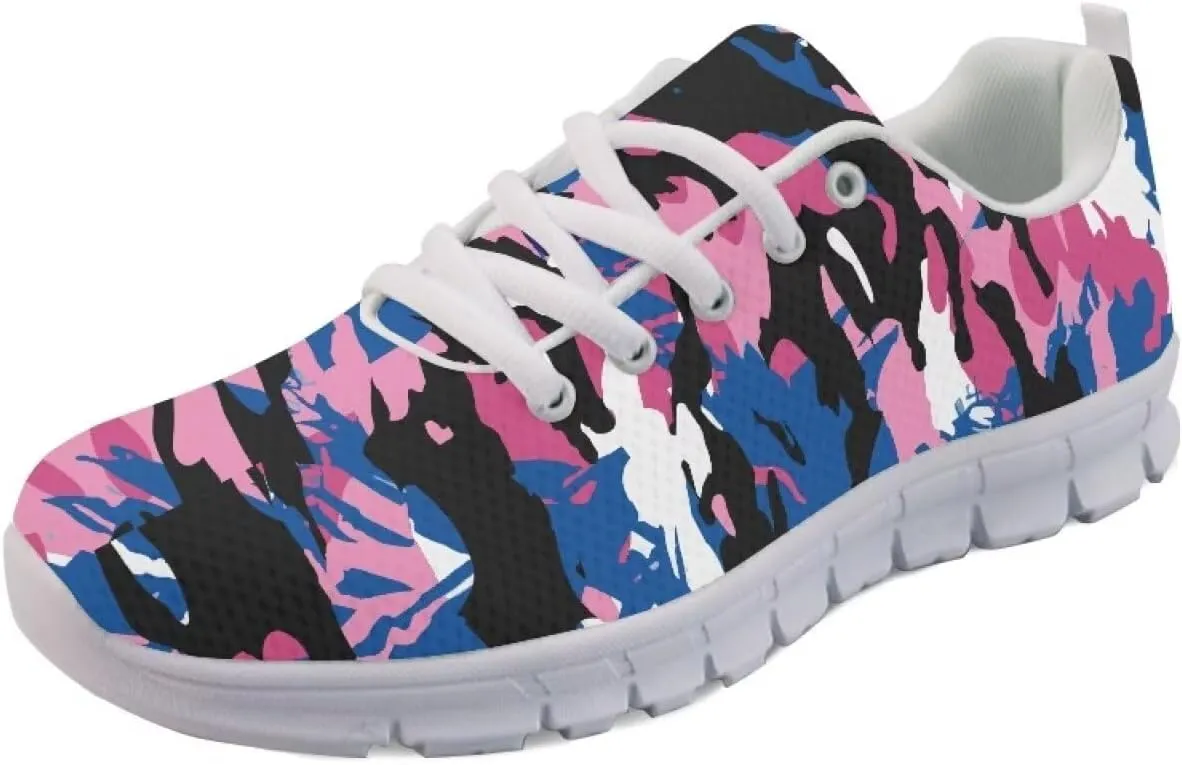 AmzPrint Women's Lightweight Work Casual Tennis Walking Shoes Cute Comfortable Work White Sole Running Shoes for Women