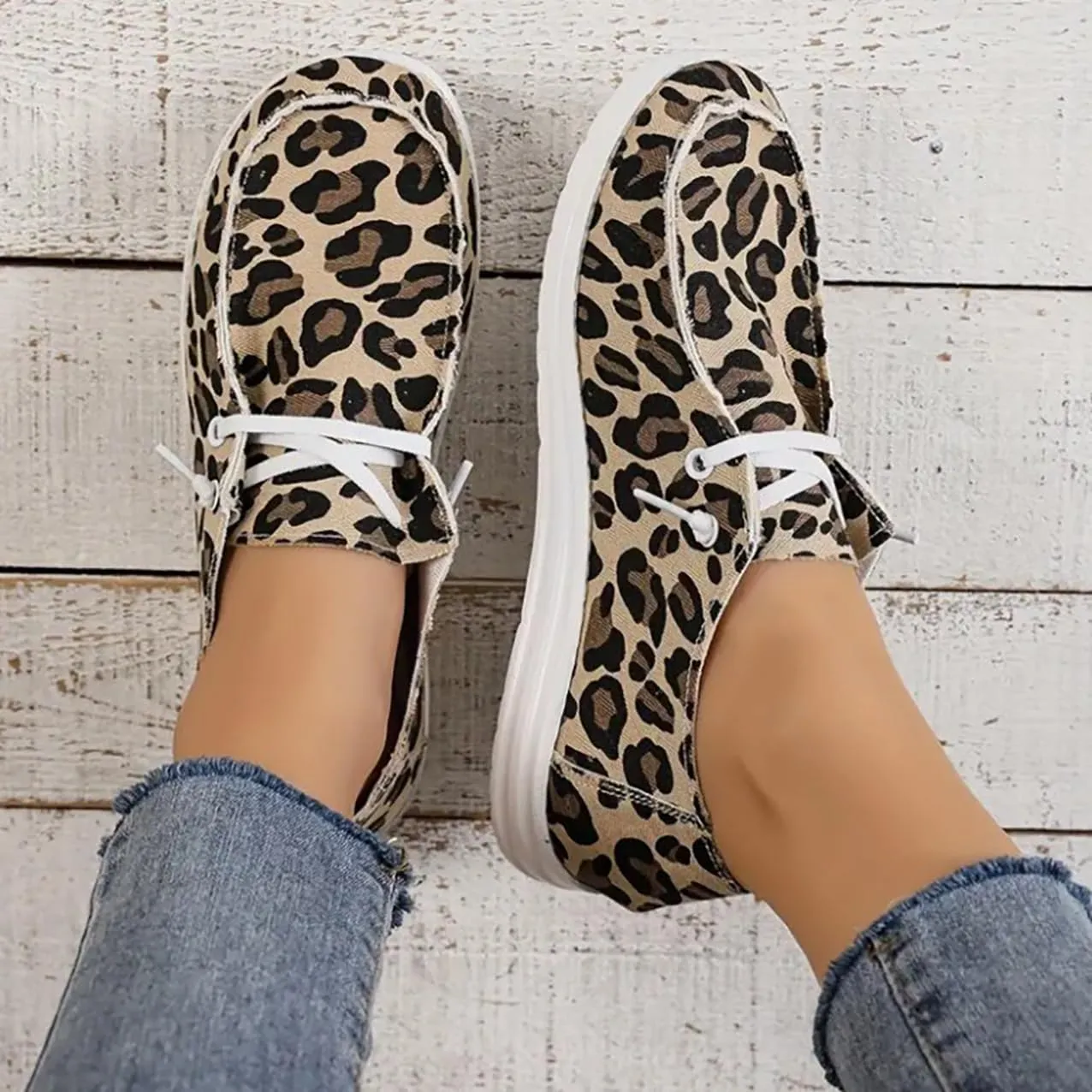Canvas Sneakers for Women Slip-Ons Flats Ladies Loafers Men Comfort Lace Up Loafers Shoes Foam Flat Shoes Lace-Up Slip On Women Comfortable Print Sneakers