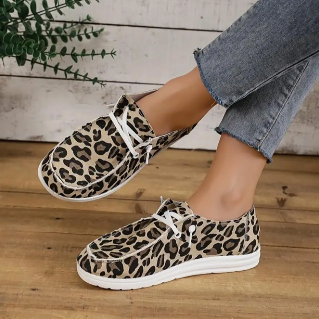 Canvas Sneakers for Women Slip-Ons Flats Ladies Loafers Men Comfort Lace Up Loafers Shoes Foam Flat Shoes Lace-Up Slip On Women Comfortable Print Sneakers
