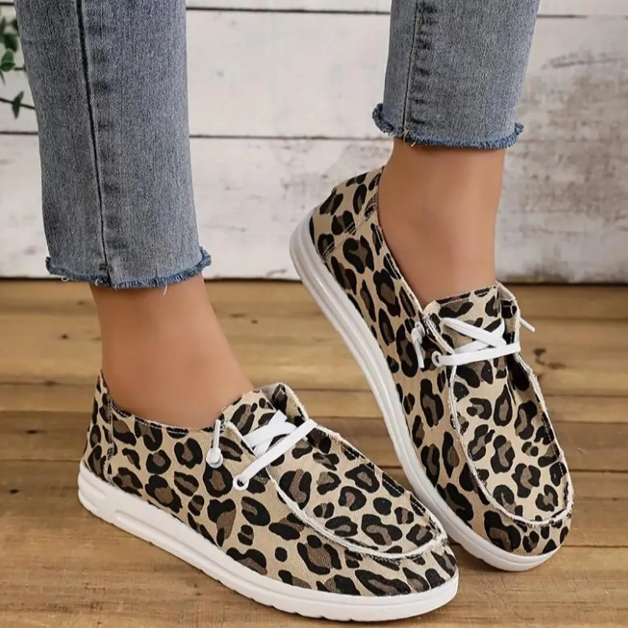 Canvas Sneakers for Women Slip-Ons Flats Ladies Loafers Men Comfort Lace Up Loafers Shoes Foam Flat Shoes Lace-Up Slip On Women Comfortable Print Sneakers