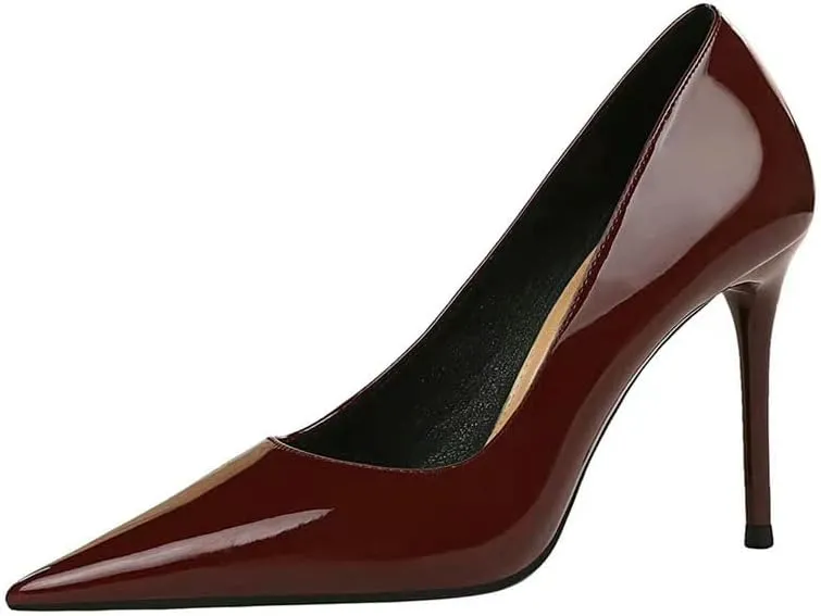 Dear Time Women's Sexy High Stiletto Heeled Pumps Pointed Toe Patent High Heels 4 Inch Dress OL Office Heels