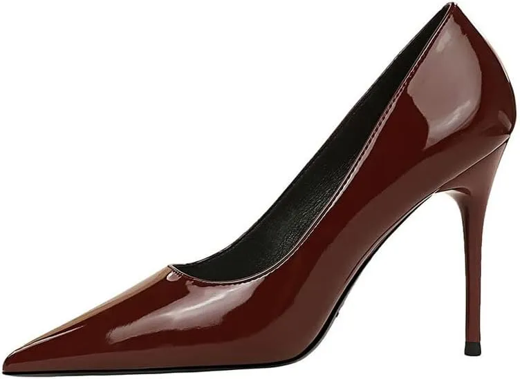 Dear Time Women's Sexy High Stiletto Heeled Pumps Pointed Toe Patent High Heels 4 Inch Dress OL Office Heels