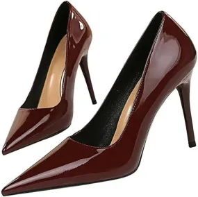 Dear Time Women's Sexy High Stiletto Heeled Pumps Pointed Toe Patent High Heels 4 Inch Dress OL Office Heels
