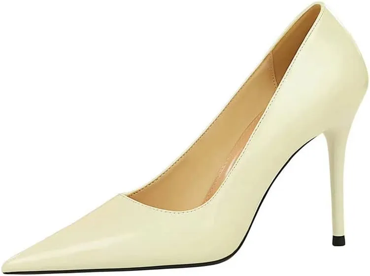 Dear Time Women's Sexy High Stiletto Heeled Pumps Pointed Toe Patent High Heels 4 Inch Dress OL Office Heels