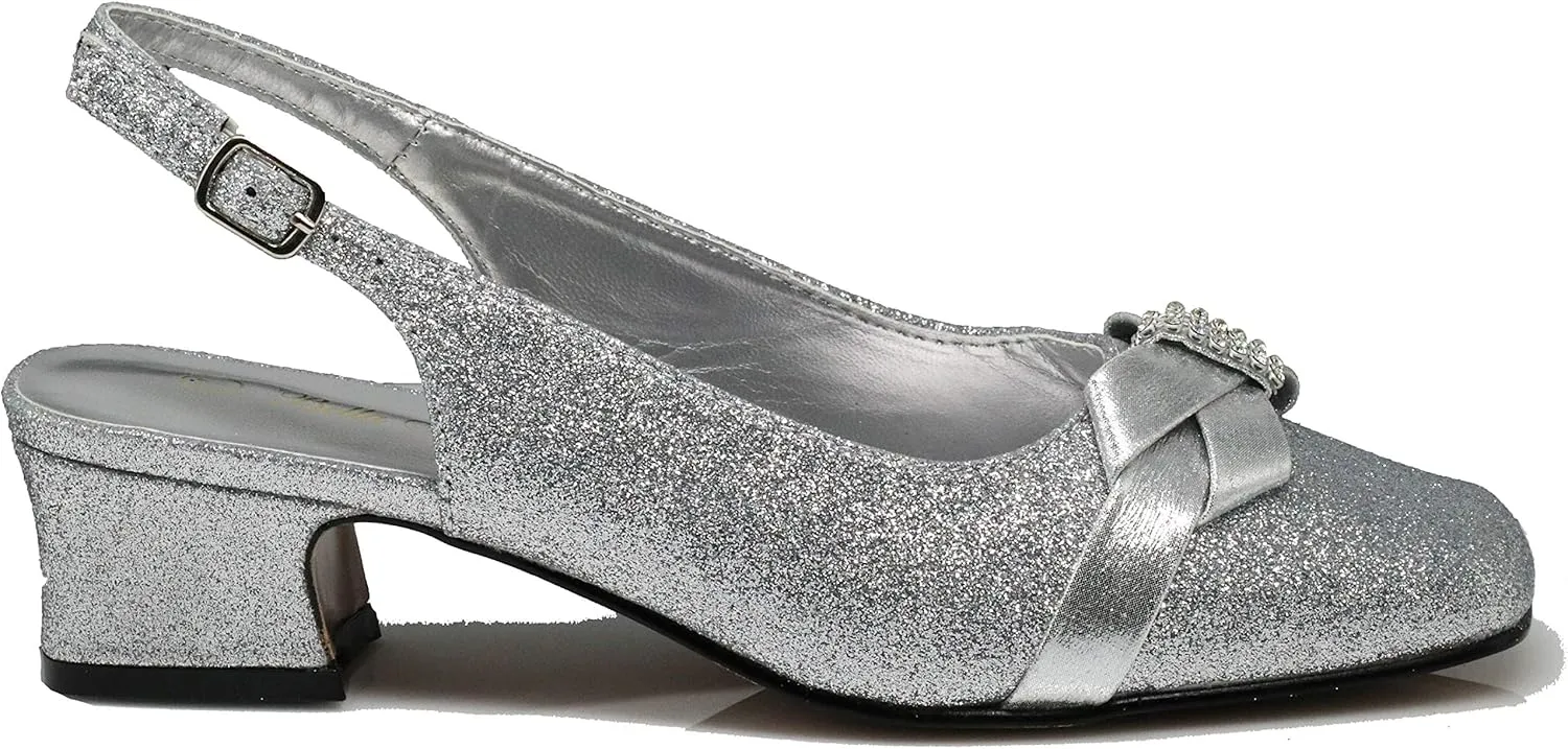 Enzo Romeo Antica02 Women's Wide Width Sling Back Low Heeled Pumps Sandals Shoes
