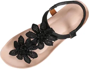 Flat Sandals for Women Cute Flower Clip-Toe Beach Slides 2025 Spring Summer Trendy Ankle Strap Flip-Flop Sandal