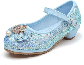 Flower Girls Dress Princess Shoes Cosplay Glitter Wedding Party Bridesmaids Mary Jane Low Heeled