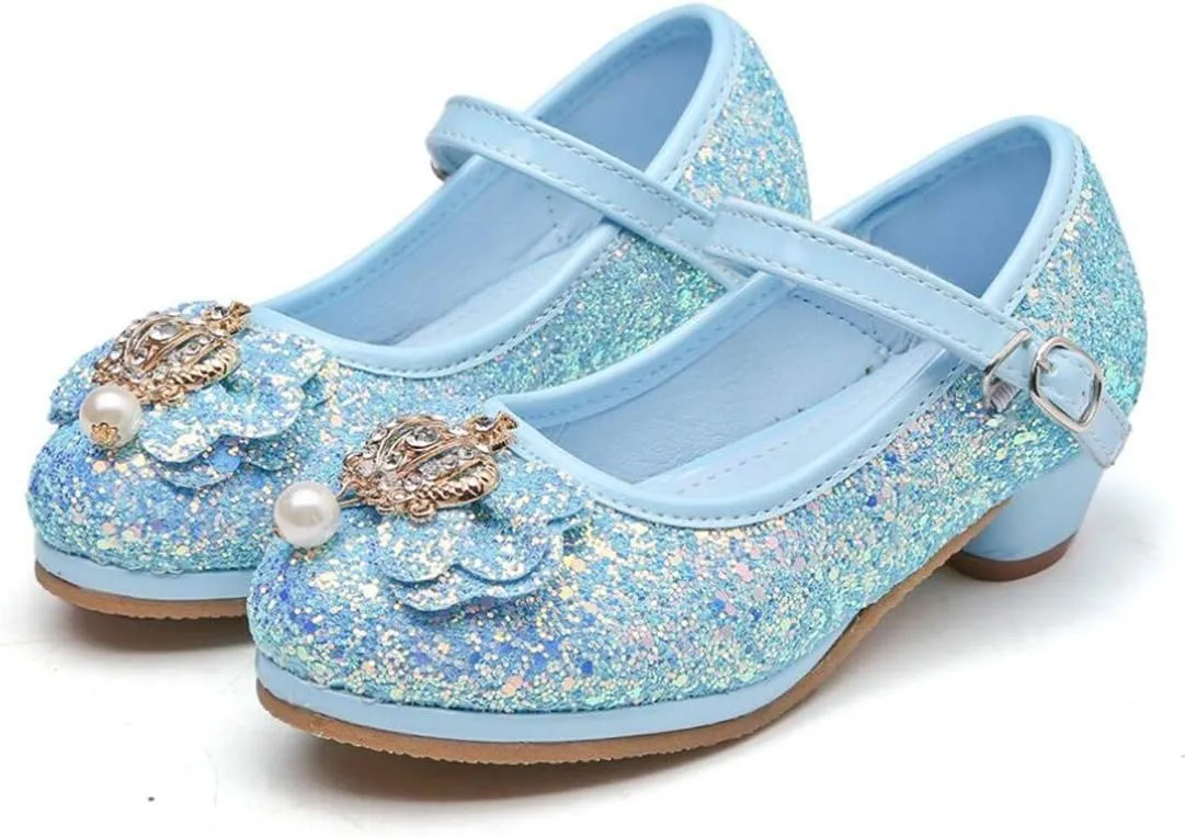 Flower Girls Dress Princess Shoes Cosplay Glitter Wedding Party Bridesmaids Mary Jane Low Heeled