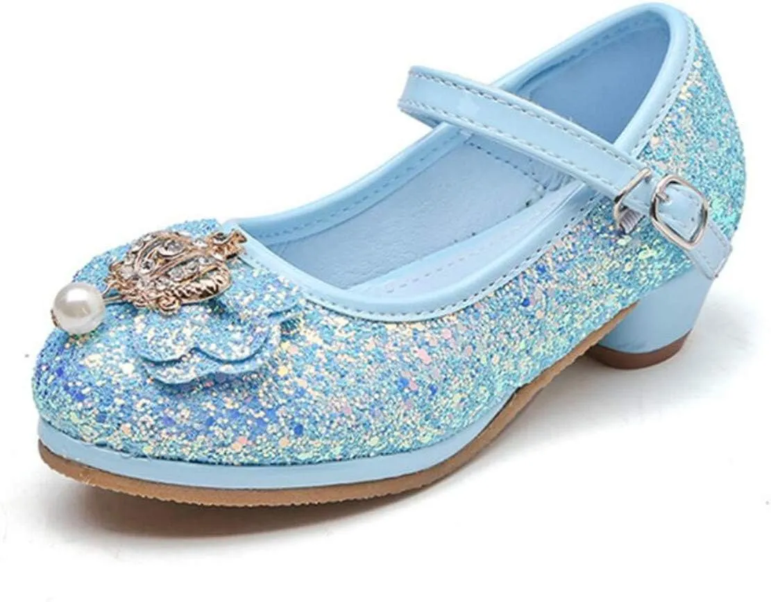 Flower Girls Dress Princess Shoes Cosplay Glitter Wedding Party Bridesmaids Mary Jane Low Heeled