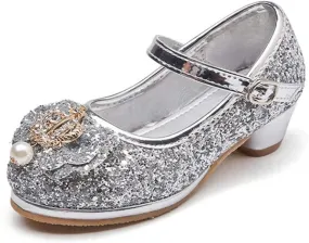 Flower Girls Dress Princess Shoes Cosplay Glitter Wedding Party Bridesmaids Mary Jane Low Heeled