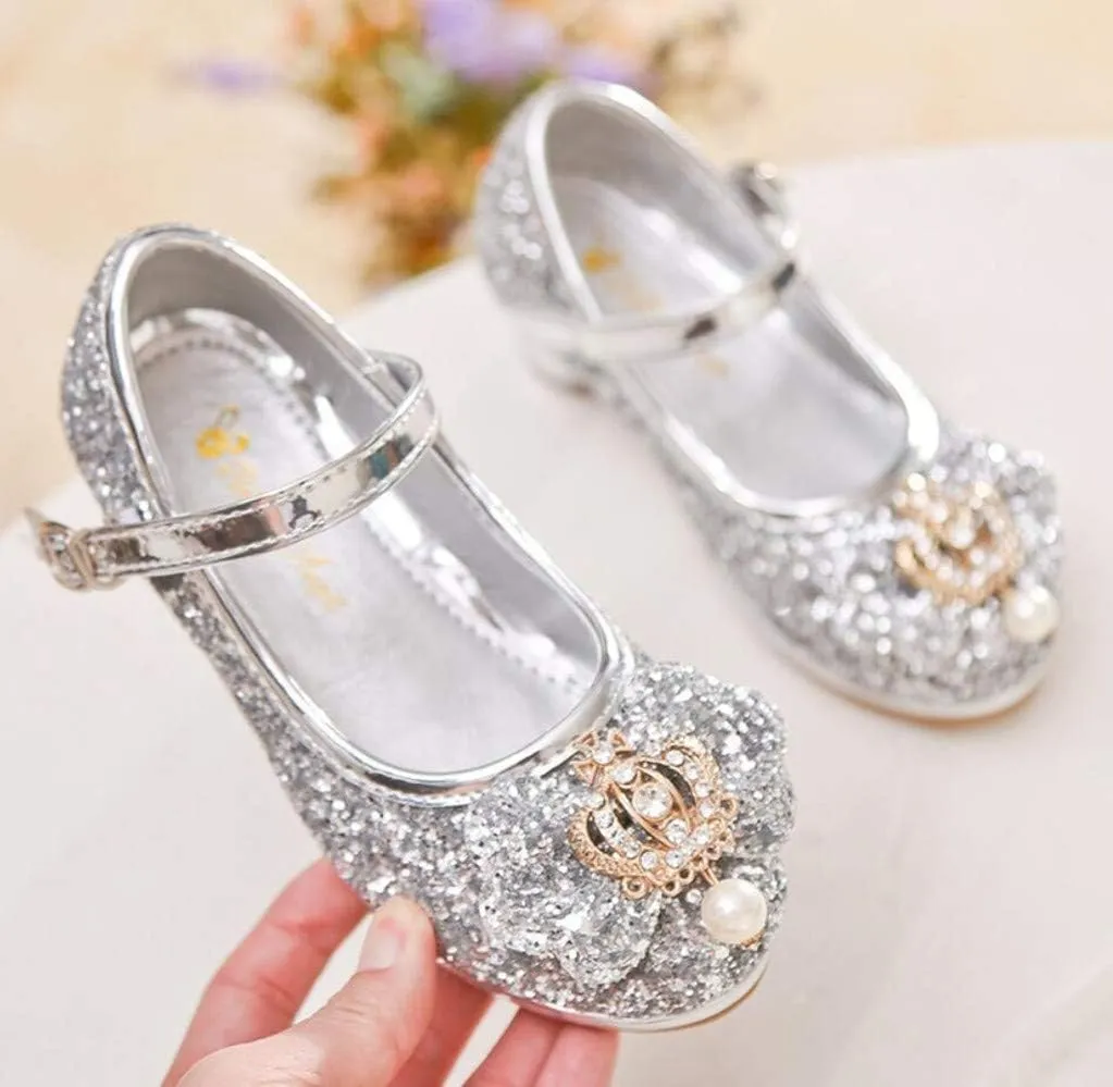 Flower Girls Dress Princess Shoes Cosplay Glitter Wedding Party Bridesmaids Mary Jane Low Heeled