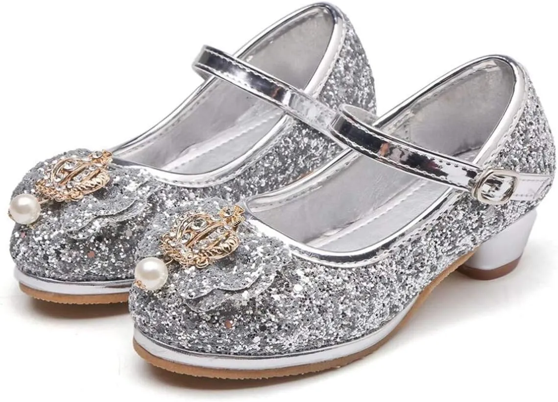 Flower Girls Dress Princess Shoes Cosplay Glitter Wedding Party Bridesmaids Mary Jane Low Heeled