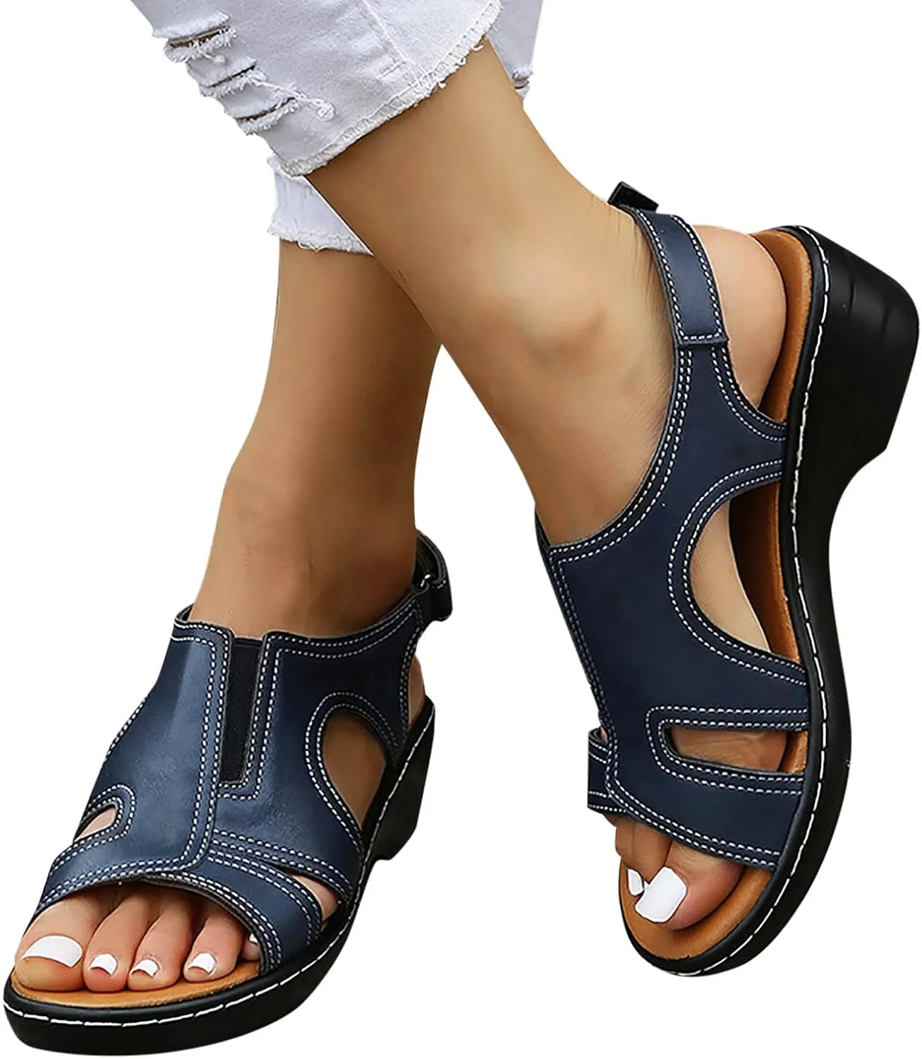 Gibobby Womens Sandals,Gladiator Sandals Summer Flat Thong Cross Strappy Sandals Trendy Roman Shoes