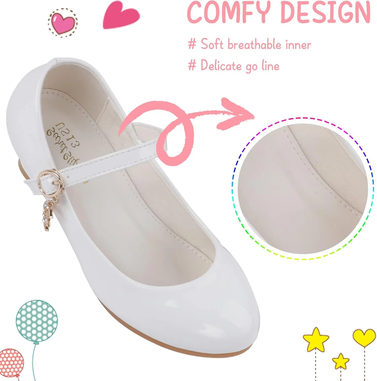 Girls Low Heel Princess Mary Jane Party Dress Shoes - Princess Ballerina Flats for School Party Wedding, Back to School Shoes for Gilrs (Little Kid/Big Kids)