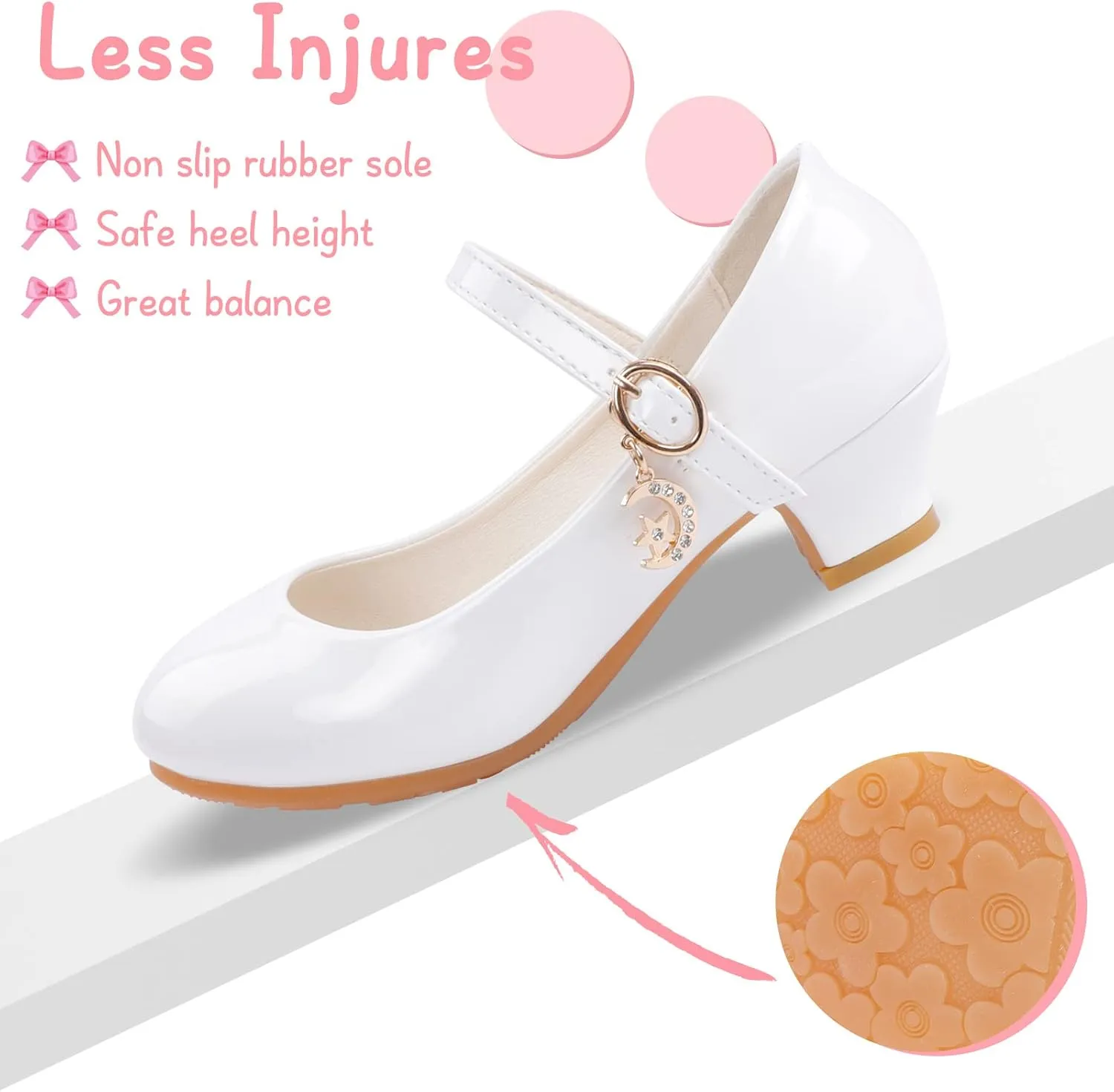 Girls Low Heel Princess Mary Jane Party Dress Shoes - Princess Ballerina Flats for School Party Wedding, Back to School Shoes for Gilrs (Little Kid/Big Kids)