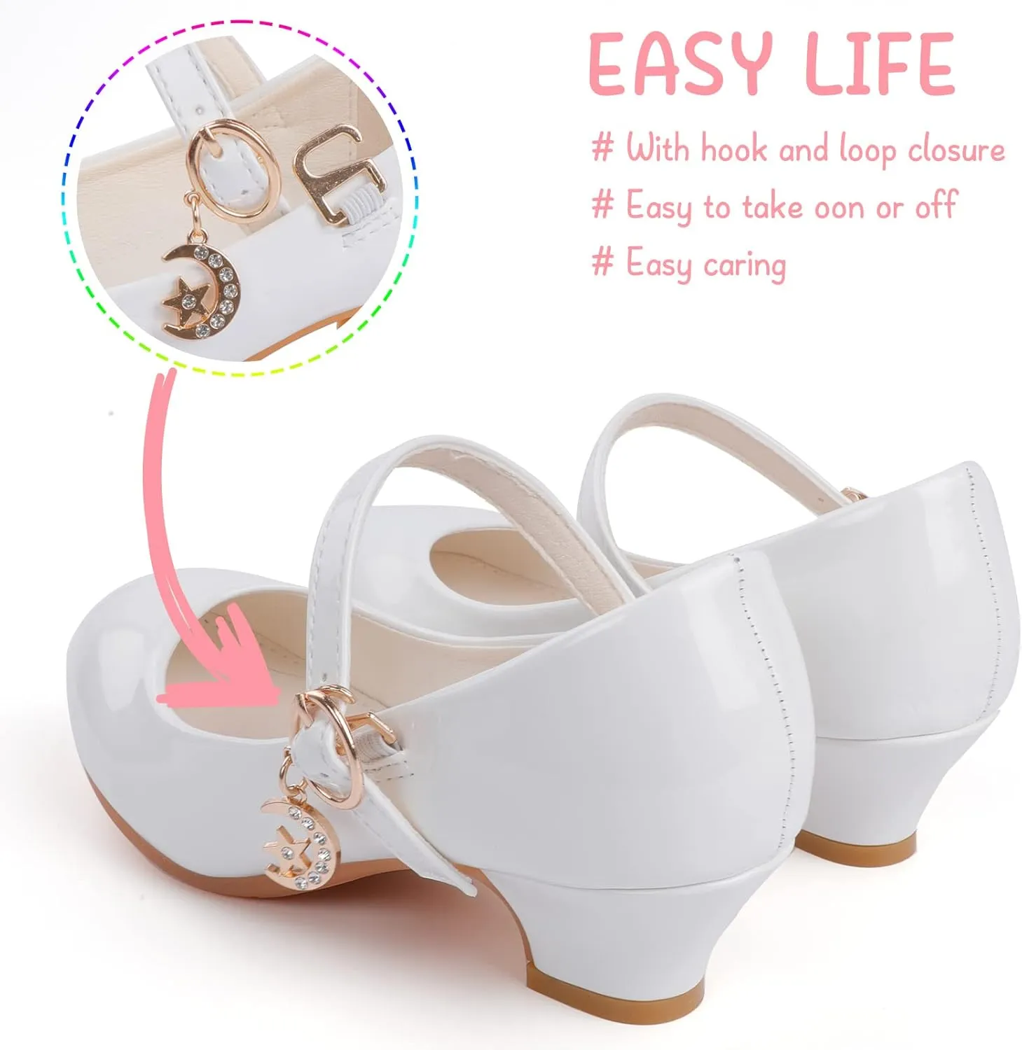 Girls Low Heel Princess Mary Jane Party Dress Shoes - Princess Ballerina Flats for School Party Wedding, Back to School Shoes for Gilrs (Little Kid/Big Kids)