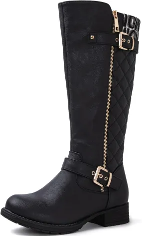 GLOBALWIN Women's Quilted Knee-High Fashion Dressy Riding Boots
