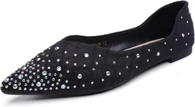 Hee grand Women's Slip On Ballet Flats Fashion Rhinestone Pointed Toe Shallow Flat Shoes Wedding Shoes for Party Wedding Shoes for Party