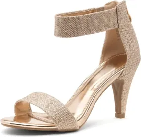 Herstyle RROSE Women's Chunky Low Heels Open Toe Ankle Strap Heeled Sandals with Back Zipper Dressy Pumps Shoes for Wedding Prom Party Office