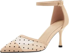 High Heels Mesh sandals women's genuine leather shoes hollow single shoes professional mesh high heels