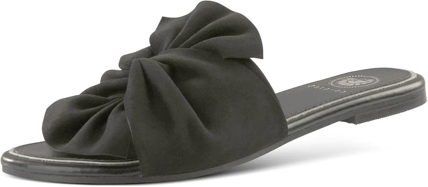 JATAREA Womens Slip-On Leather Flat Sandals with Round Open Toe | Classic and Trendy Slippers - CAVERY