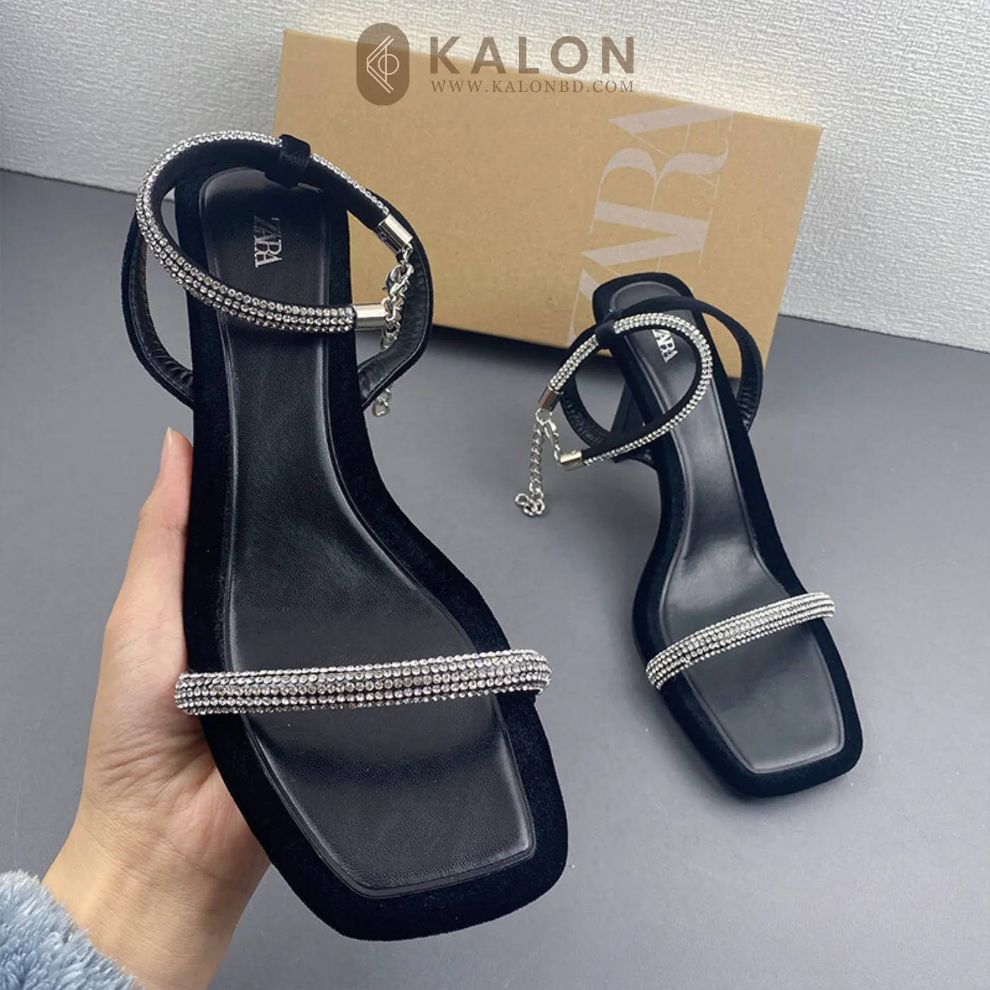 KalonBd black diamond buckle heel