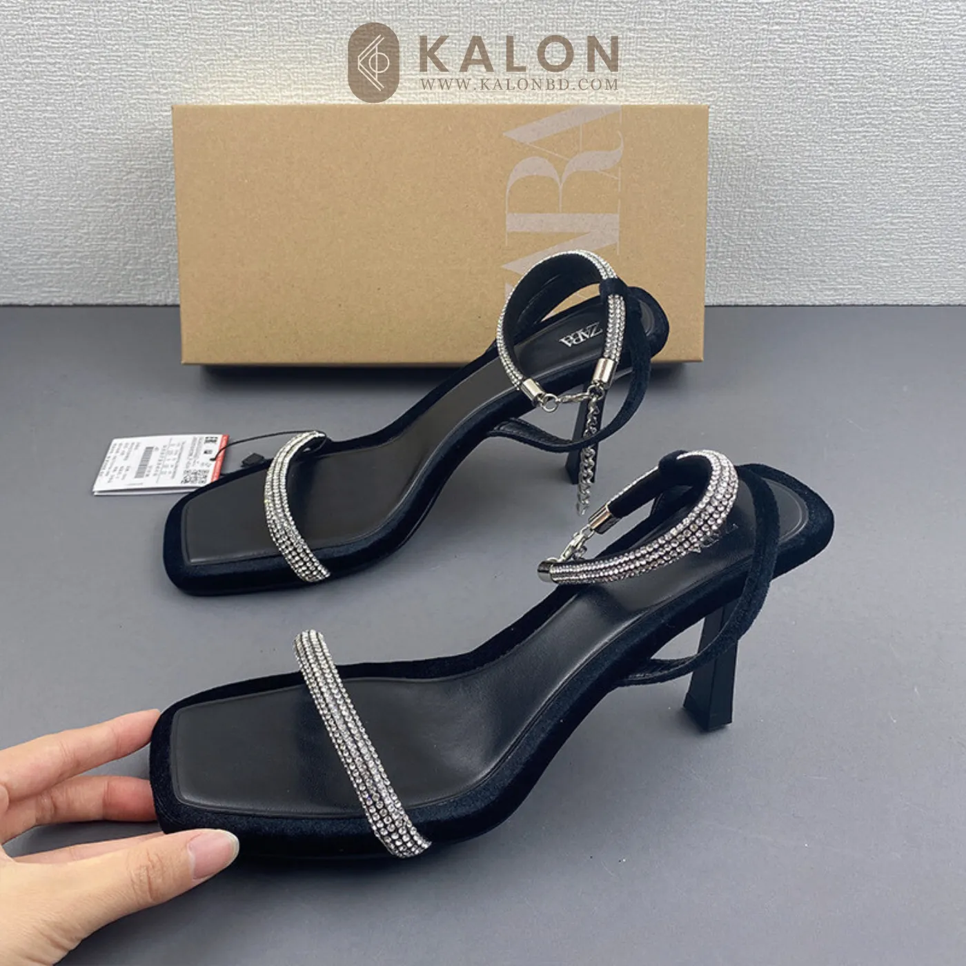 KalonBd black diamond buckle heel