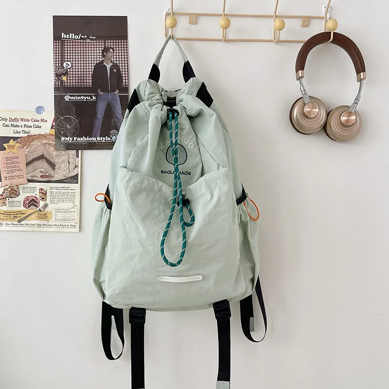 Korean Drawstring Backpack Travel Tourist Mountaineering College Student Outdoor Backpack Men and Women Riding Badminton Tennis Pack