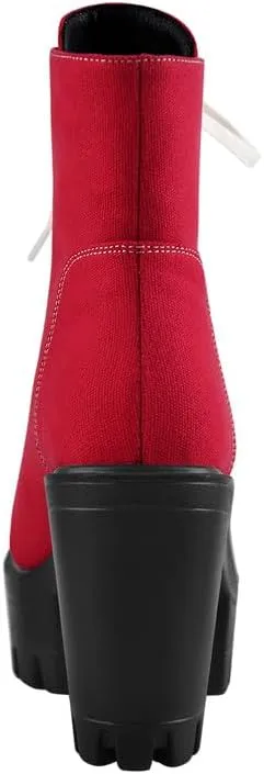 LISHAN Women's Platform Canvas High Heels