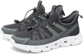 Men's Elastic Band Trail Running Shoes,Comfortable Breathable Mesh Soft Sole Convex Anti-Slip Jogging Training Shoes Fashion Platform Lightweight Outdoor Mountaineering Sneakers