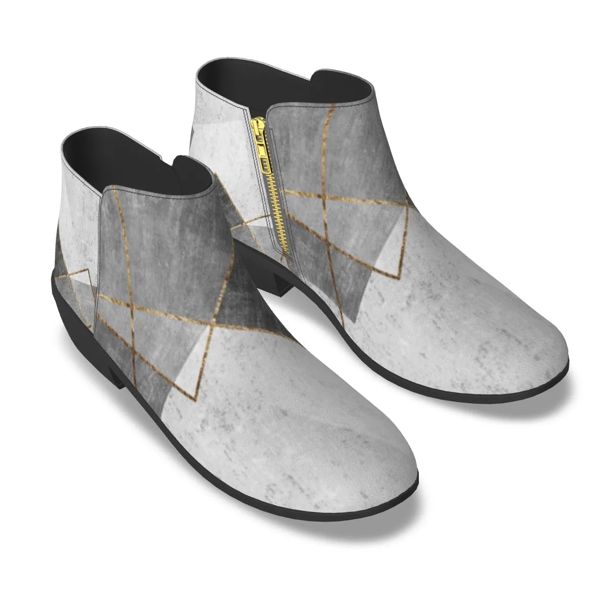 Men's Fashion Boots gray with gold print, 65
