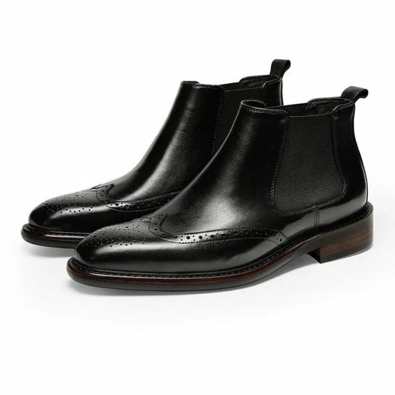 Men's Wing Tipped or Smooth Tanned Full Grain Leather Boots