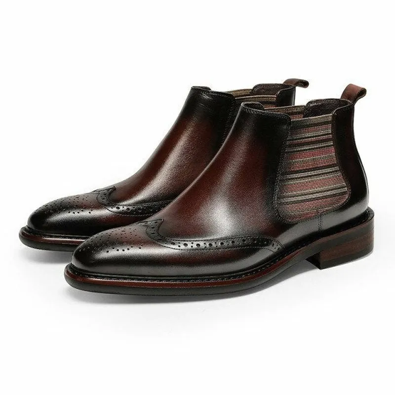 Men's Wing Tipped or Smooth Tanned Full Grain Leather Boots