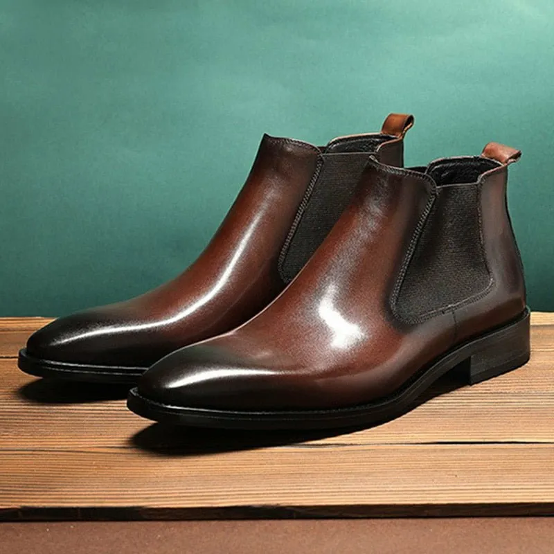Men's Wing Tipped or Smooth Tanned Full Grain Leather Boots