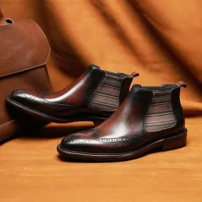 Men's Wing Tipped or Smooth Tanned Full Grain Leather Boots