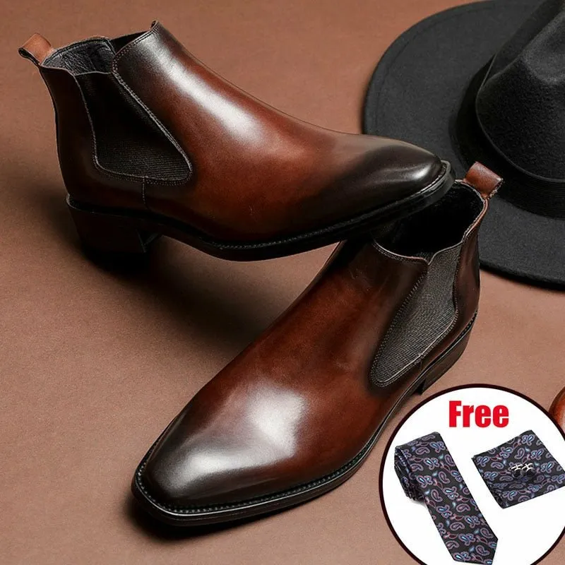 Men's Wing Tipped or Smooth Tanned Full Grain Leather Boots