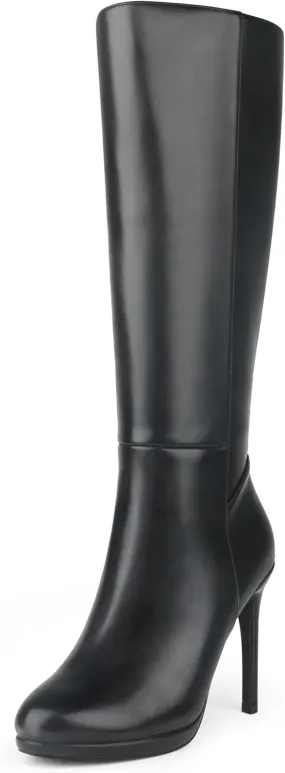 MERUMOTE Women's Knee High Boots Platform Heel Boots Stiletto Heels Tall Boots Side Zipper Long Boots