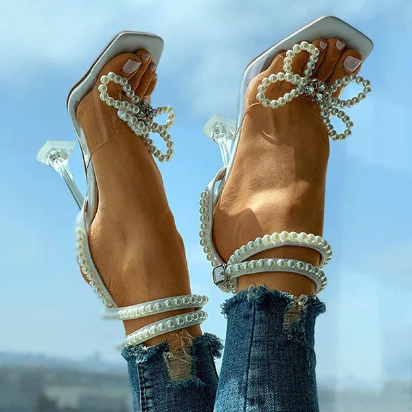 Pearl Butterfly Sweet High Heels Sandals