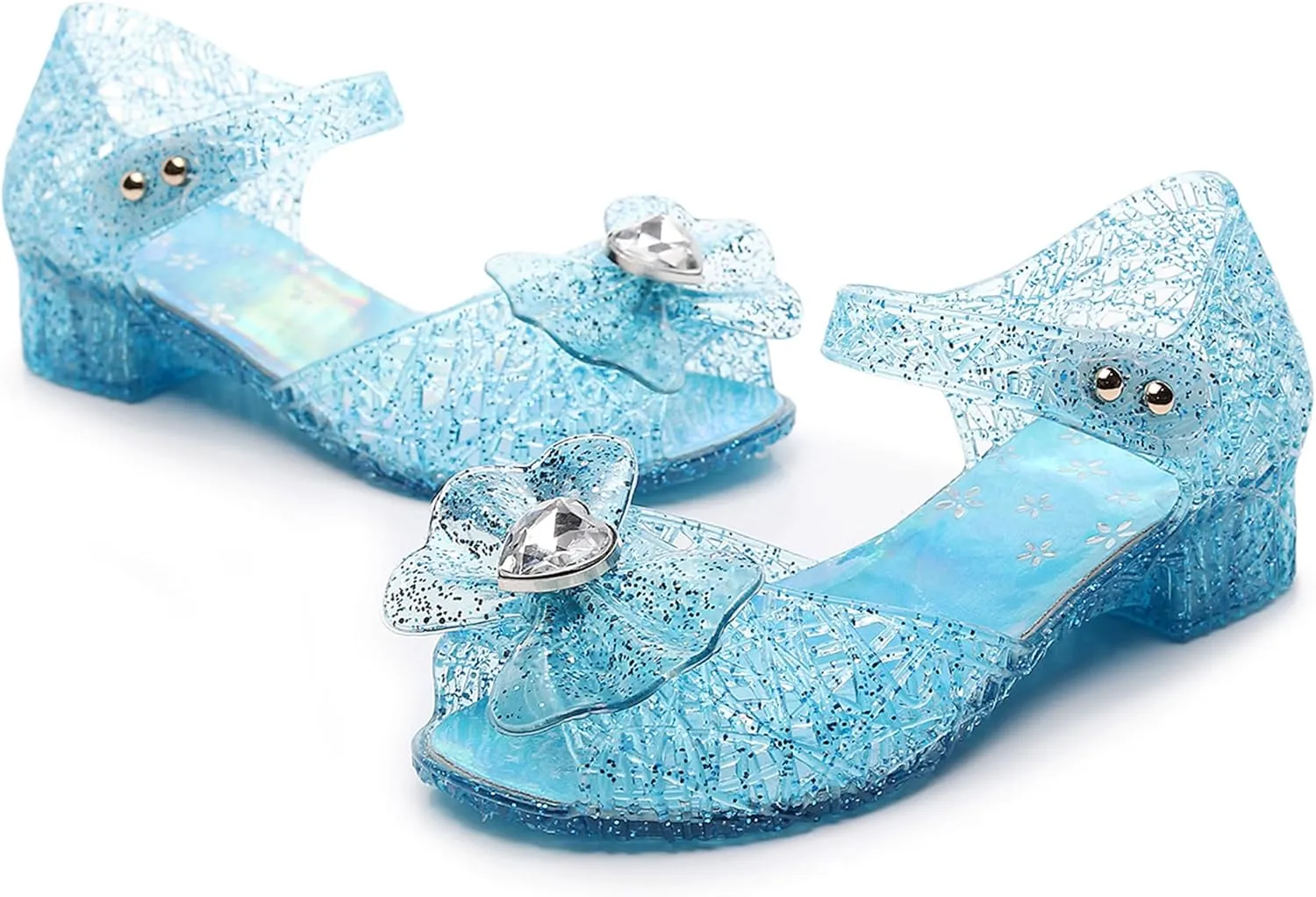 Princess Sandals for Toddler Costumes Jelly Shoes Girls Dress Flats Mary Jane Cosplay Birthday Party Frozen Inspired Elsa Dance Summer Beach Size 9 Snow Queen Glitter Soft