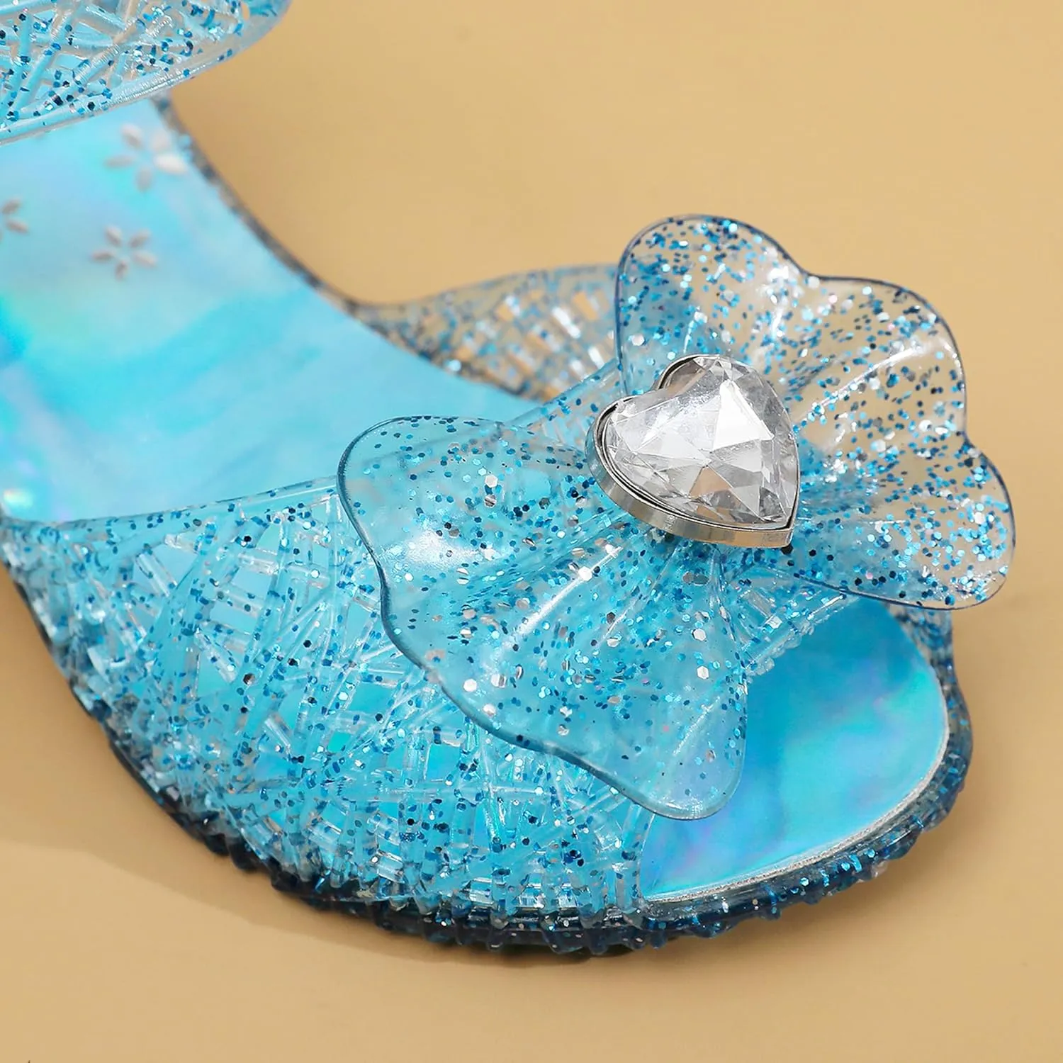 Princess Sandals for Toddler Costumes Jelly Shoes Girls Dress Flats Mary Jane Cosplay Birthday Party Frozen Inspired Elsa Dance Summer Beach Size 9 Snow Queen Glitter Soft