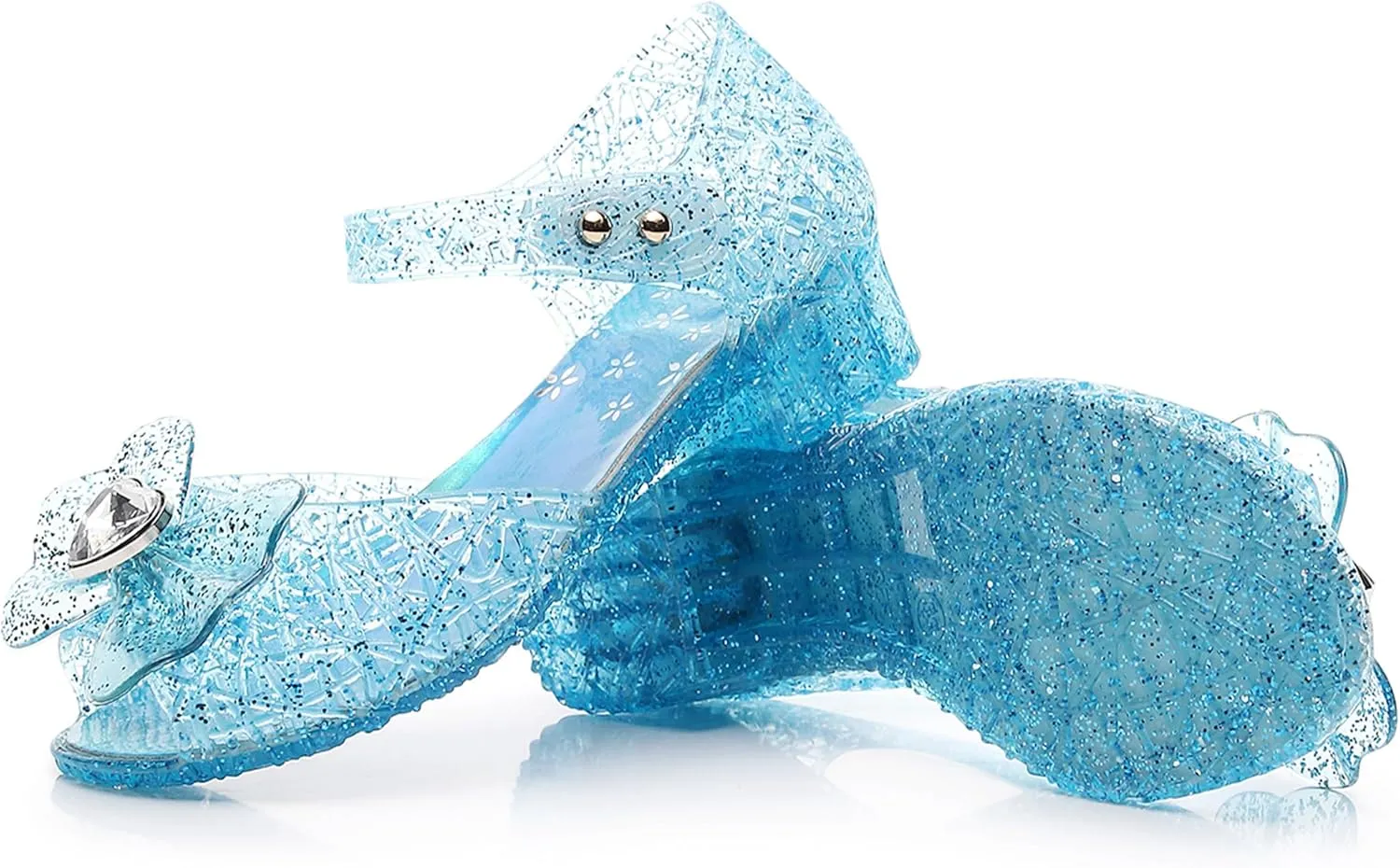 Princess Sandals for Toddler Costumes Jelly Shoes Girls Dress Flats Mary Jane Cosplay Birthday Party Frozen Inspired Elsa Dance Summer Beach Size 9 Snow Queen Glitter Soft