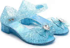 Princess Sandals for Toddler Costumes Jelly Shoes Girls Dress Flats Mary Jane Cosplay Birthday Party Frozen Inspired Elsa Dance Summer Beach Size 9 Snow Queen Glitter Soft