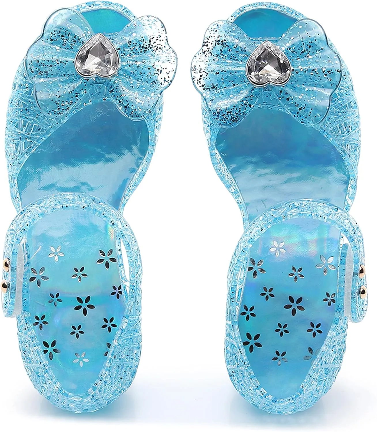Princess Sandals for Toddler Costumes Jelly Shoes Girls Dress Flats Mary Jane Cosplay Birthday Party Frozen Inspired Elsa Dance Summer Beach Size 9 Snow Queen Glitter Soft