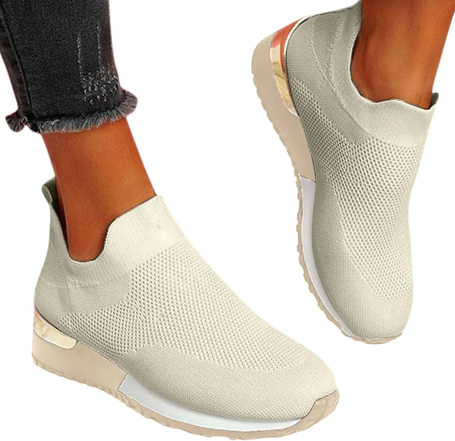Sneakers for Women Walking Shoes Comfortable Breathable Mesh Tennis Slip On Sneakers for Women Womens Tennis Shoes Plantar Fasciitis Relief Lightweight Casual Comfort Walking Footwear