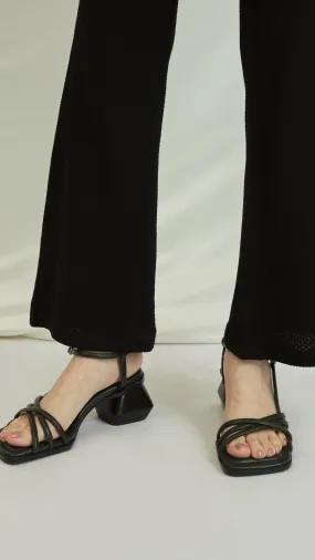 Square Toe Heeled Strap Sandals in Military Green