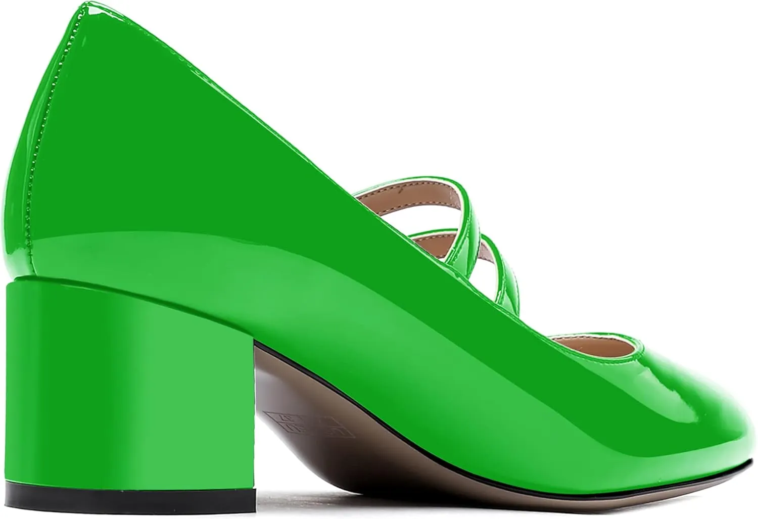 WAYDERNS Women's Adjustable Strap Mary Jane Round Toe Patent Low Chunky Heel Pumps Shoes 2 Inch
