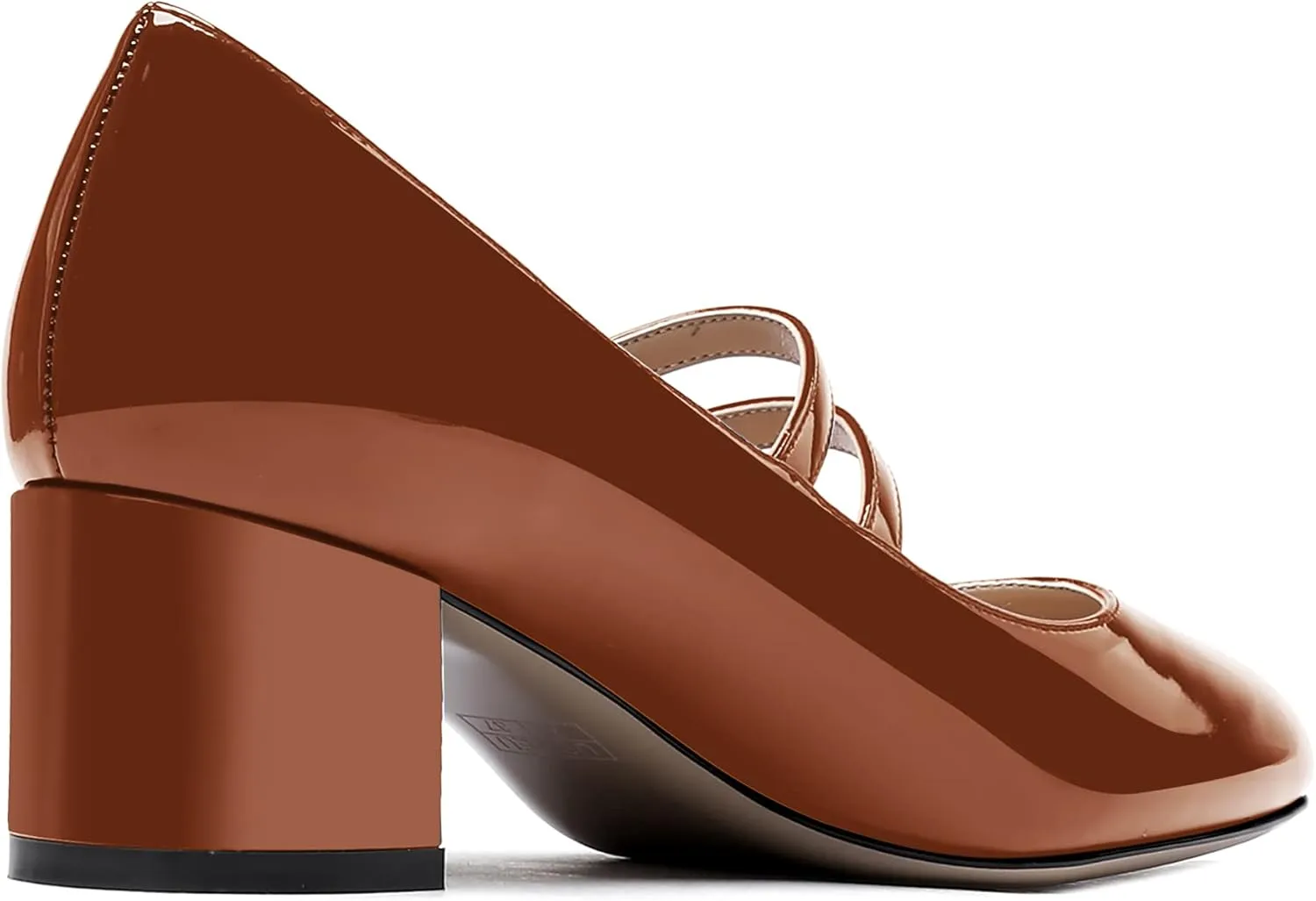 WAYDERNS Women's Adjustable Strap Mary Jane Round Toe Patent Low Chunky Heel Pumps Shoes 2 Inch