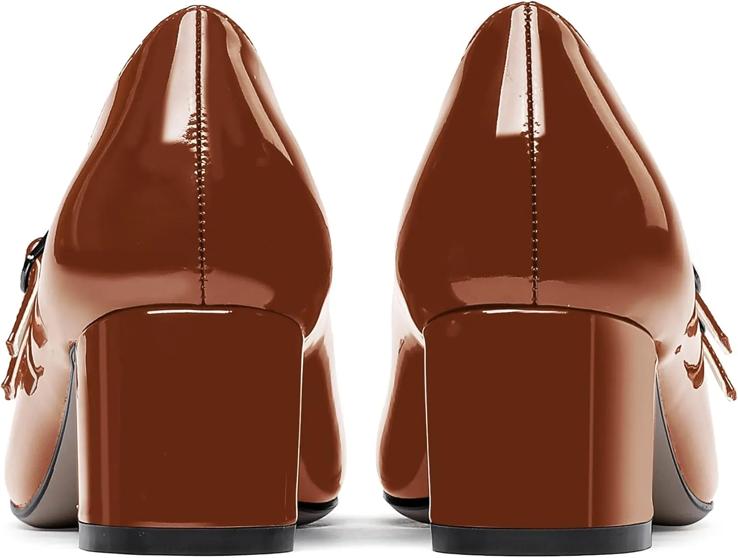 WAYDERNS Women's Adjustable Strap Mary Jane Round Toe Patent Low Chunky Heel Pumps Shoes 2 Inch